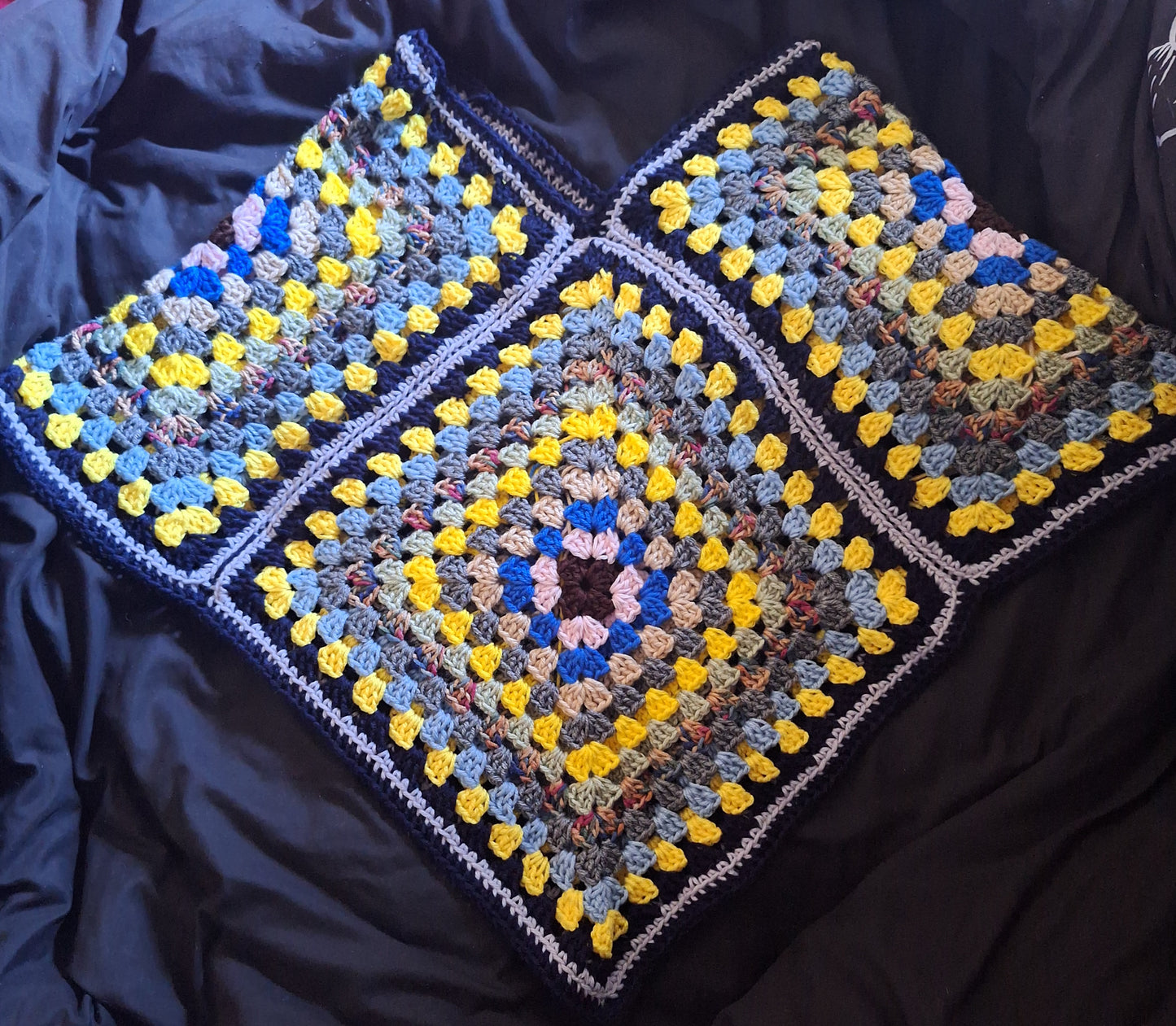 Crocheted Granny Square Poncho